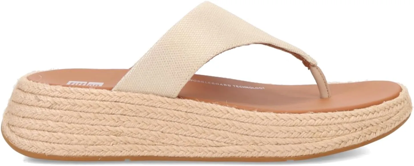 FitFlop Women's F-Mode Espadrille Glitz-Canvas Flatform Toe-Thongs Wedge Sandal