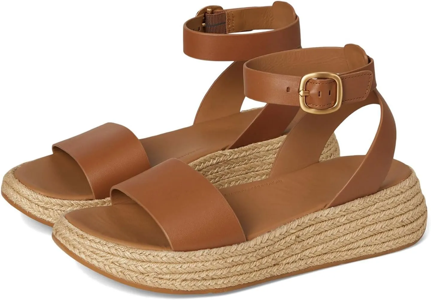 FitFlop Women's F-Mode Espadrille Leather Flatform a/Strap Sandals Wedge