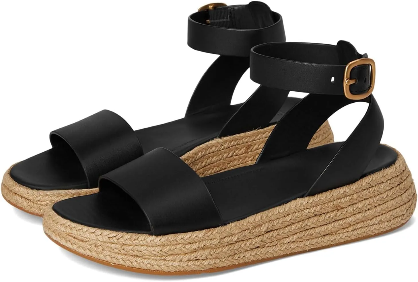 FitFlop Women's F-Mode Espadrille Leather Flatform a/Strap Sandals Wedge