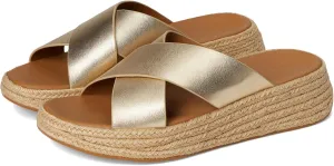 FitFlop Women's F-Mode Espadrille Leather Flatform Cross Slides Wedge Sandal
