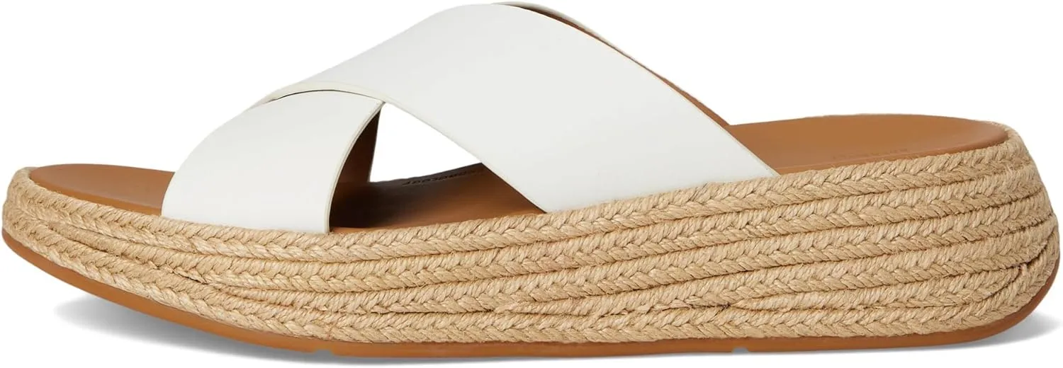 FitFlop Women's F-Mode Espadrille Leather Flatform Cross Slides Wedge Sandal