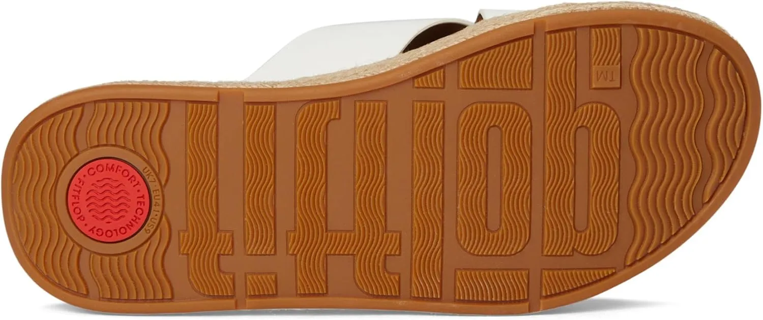 FitFlop Women's F-Mode Espadrille Leather Flatform Cross Slides Wedge Sandal