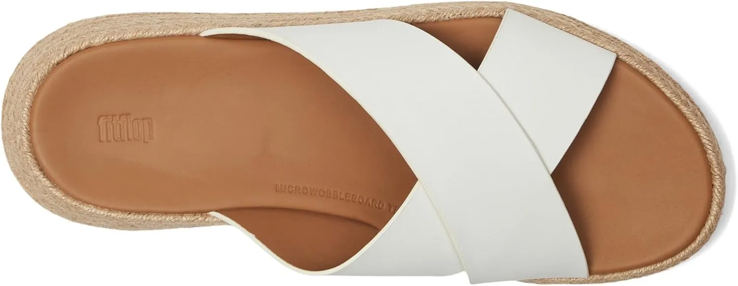 FitFlop Women's F-Mode Espadrille Leather Flatform Cross Slides Wedge Sandal