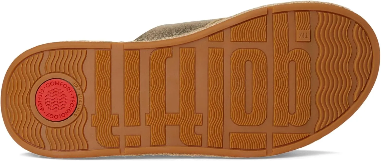FitFlop Women's F-Mode Espadrille Leather Flatform Cross Slides Wedge Sandal