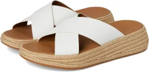 FitFlop Women's F-Mode Espadrille Leather Flatform Cross Slides Wedge Sandal