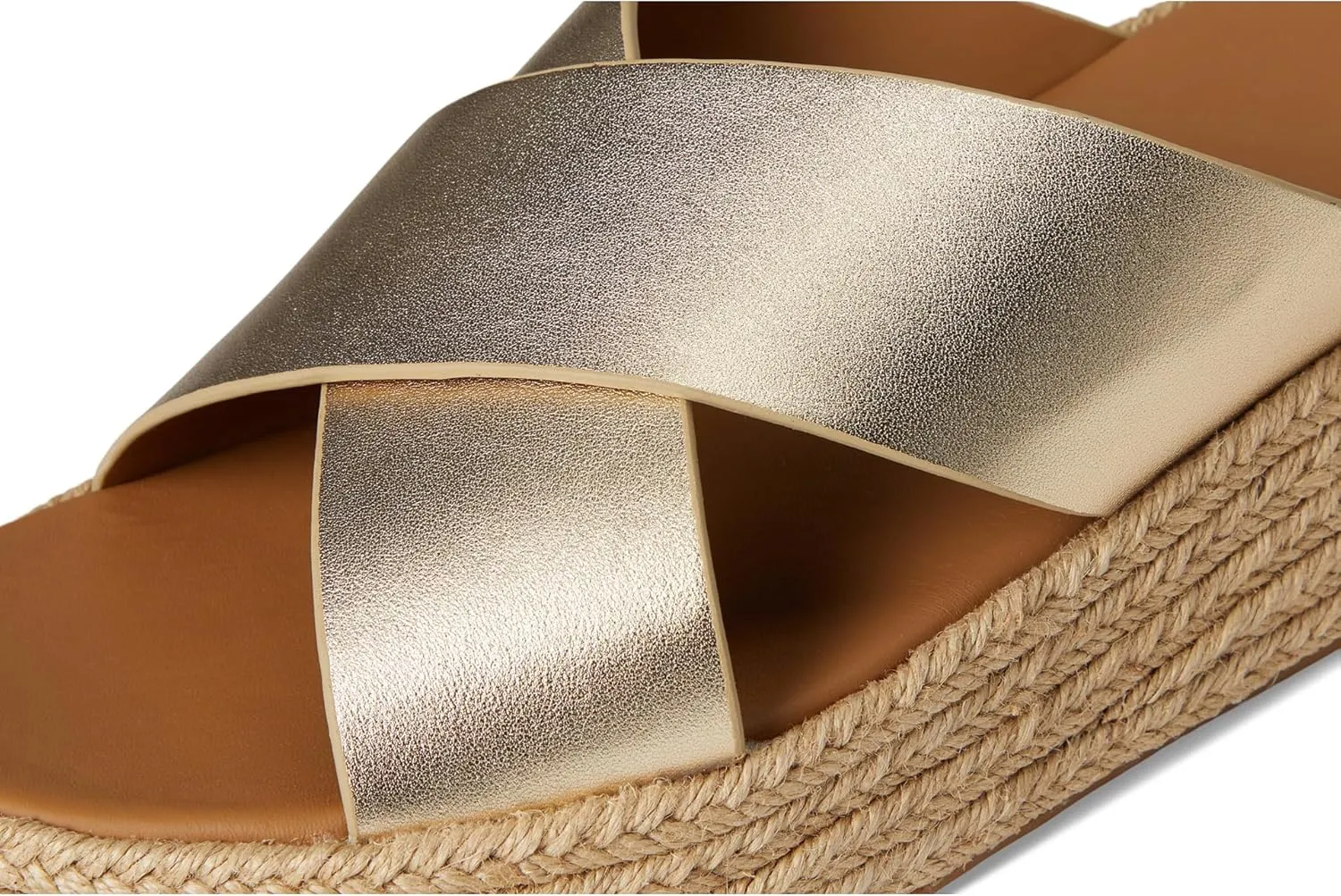 FitFlop Women's F-Mode Espadrille Leather Flatform Cross Slides Wedge Sandal