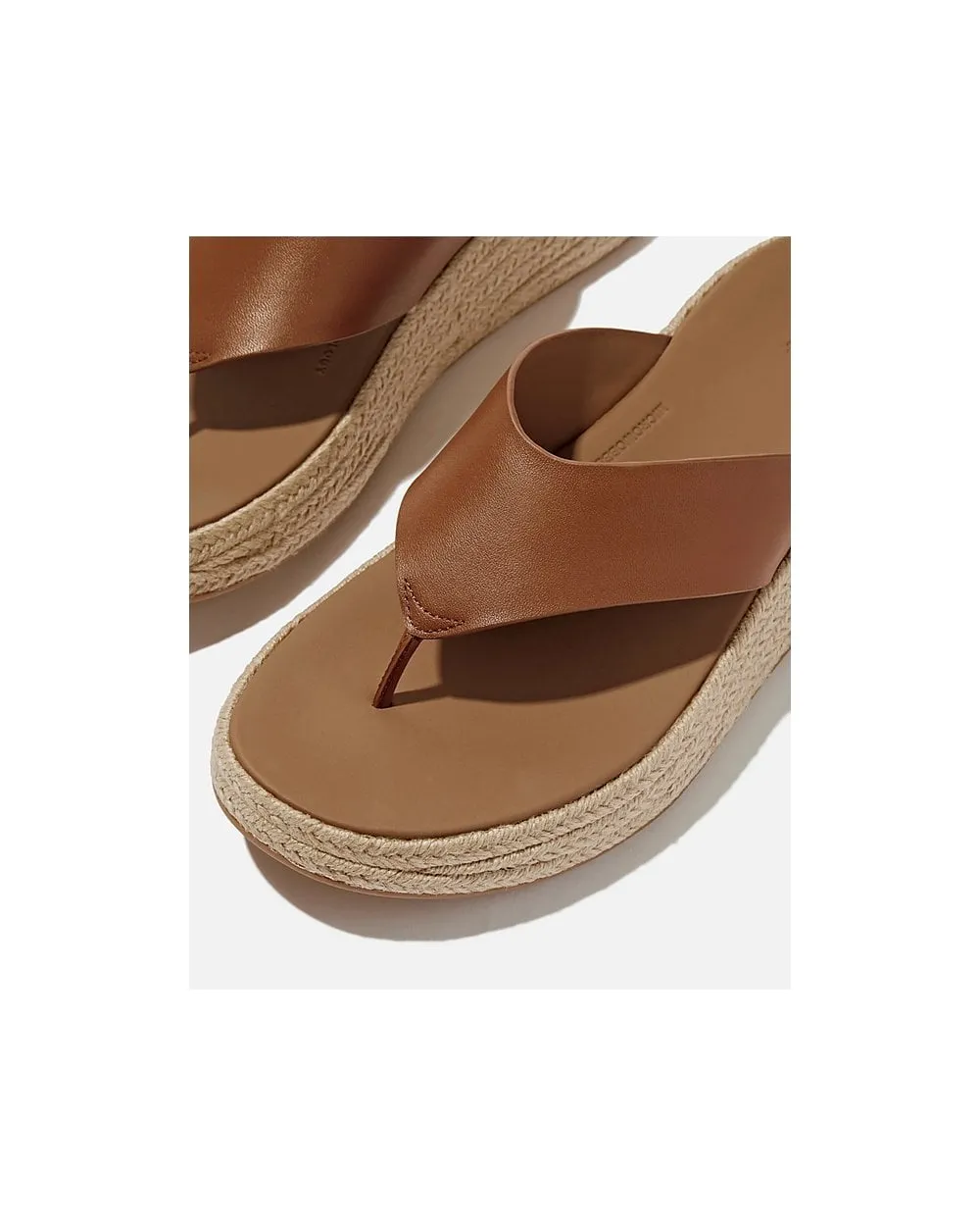 FitFlop Womens F-Mode Espadrille Leather Flatform T/Post Sandals