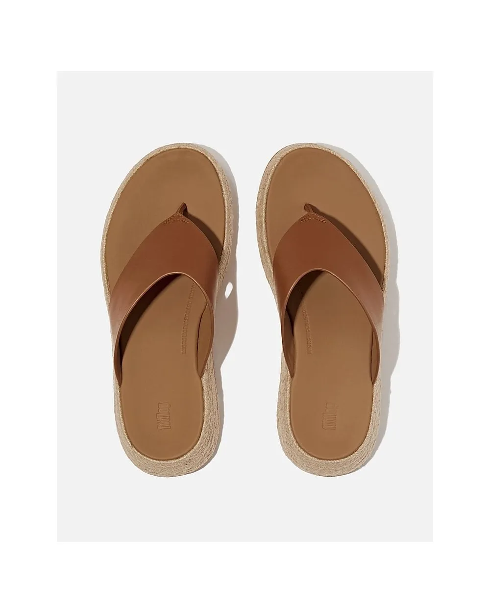 FitFlop Womens F-Mode Espadrille Leather Flatform T/Post Sandals