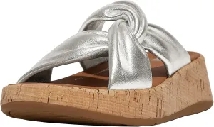 FitFlop Women's F-Mode Leather-Twist Flatform Slides (Cork Wrap) Wedge Sandal