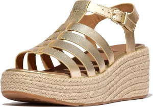 FitFlop Women's Platfforms Espadrille Leather Fisherman Wedge Sandals