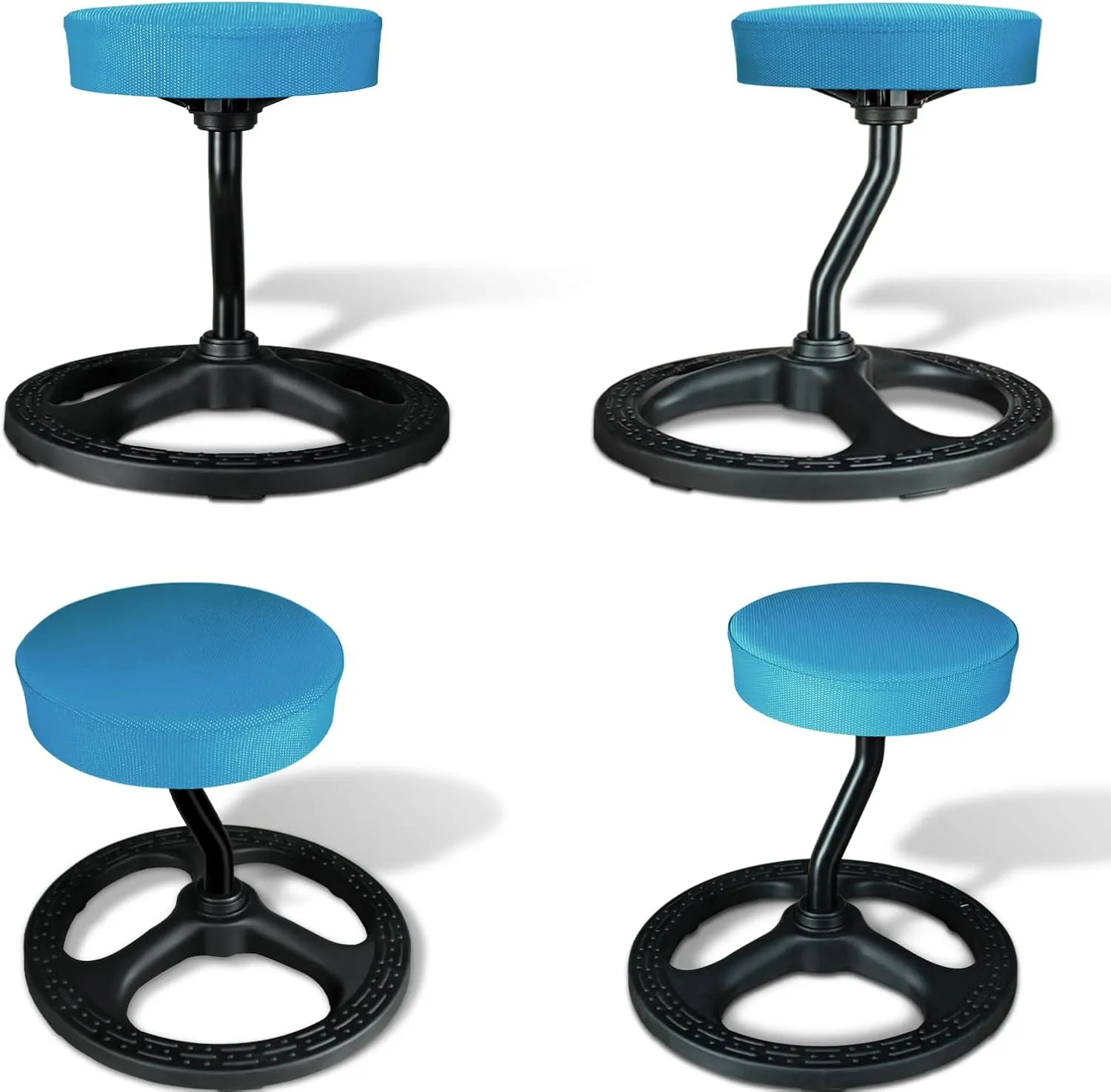 Fitness Seat, ADHD Chair Stool for Stability, Balance, Yoga, Office, School, Wellness, Active Sitting with Non-Slip Base and Washable Seat Cover-Blue