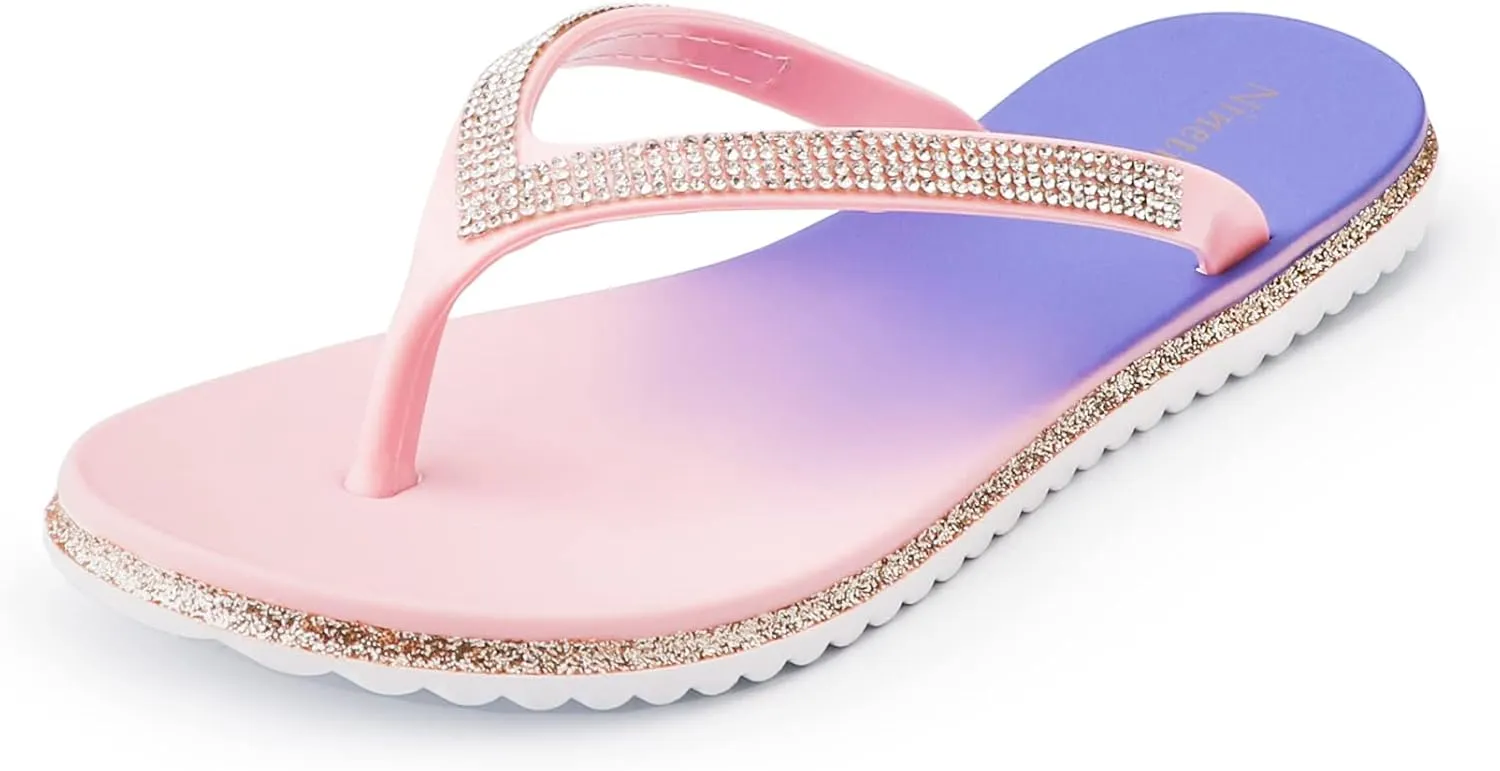 Flip Flops for Women.Comfortable Walking Flat Sandals.Beach Summer Casual Slide Sandals.Fashion Design for Indoor Outdoor
