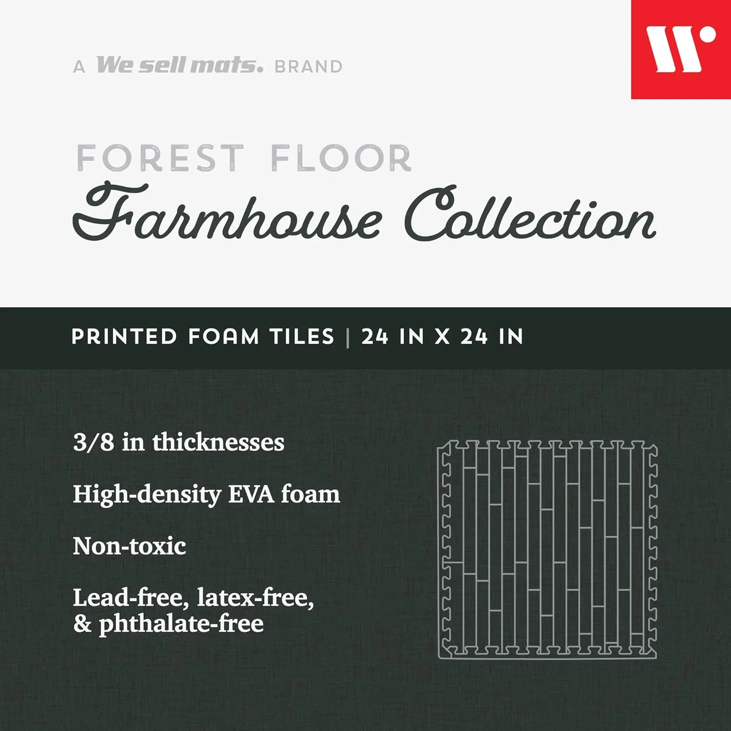 Forest Floor Farmhouse 5/8 Inch Thick Printed Foam Tiles, Premium Wood Grain Interlocking Foam Floor Mats, Anti-Fatigue Flooring – Stylish Flooring Solution, Weathered Fence Gray, 24 Sq Ft