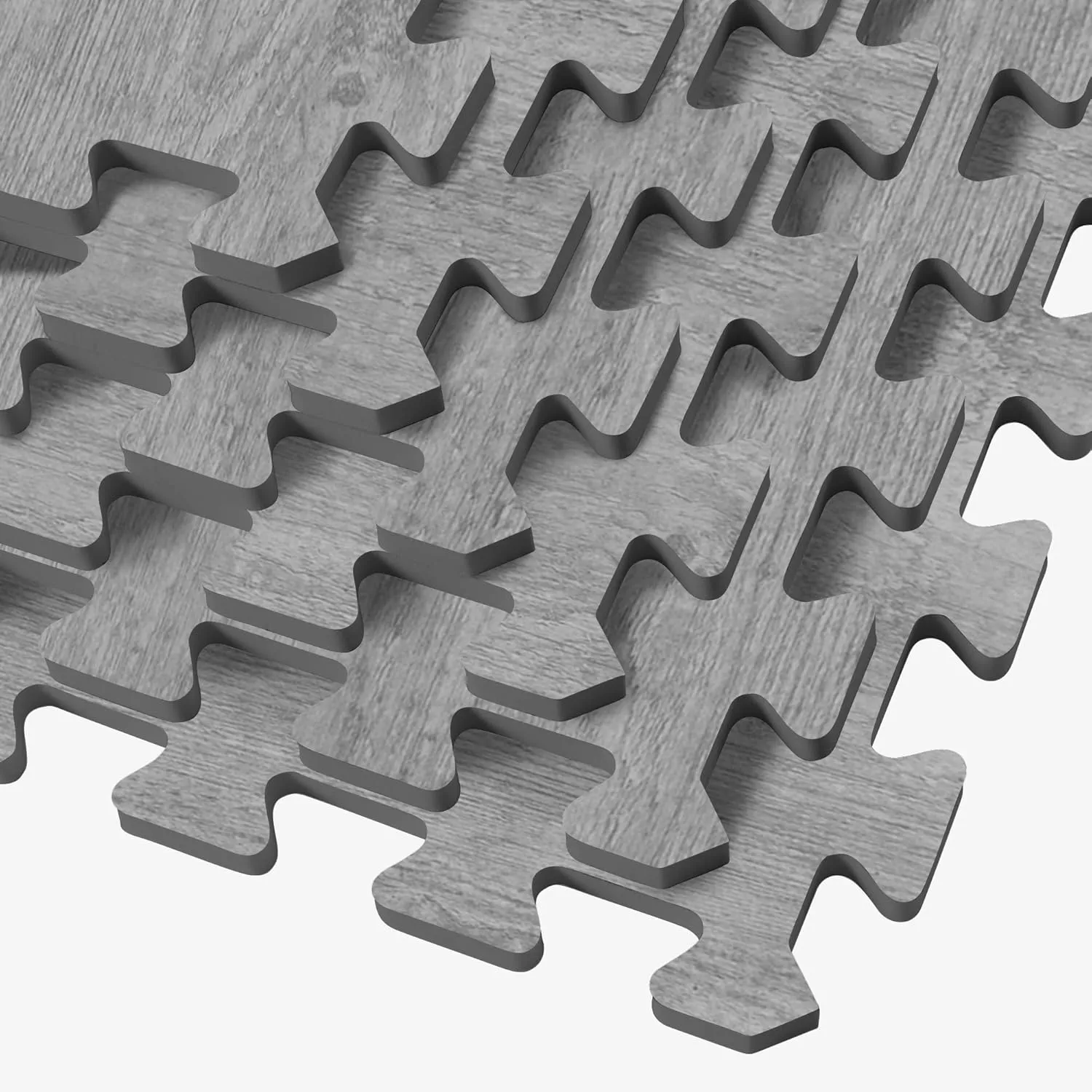 Forest Floor Farmhouse 5/8 Inch Thick Printed Foam Tiles, Premium Wood Grain Interlocking Foam Floor Mats, Anti-Fatigue Flooring – Stylish Flooring Solution, Weathered Fence Gray, 24 Sq Ft
