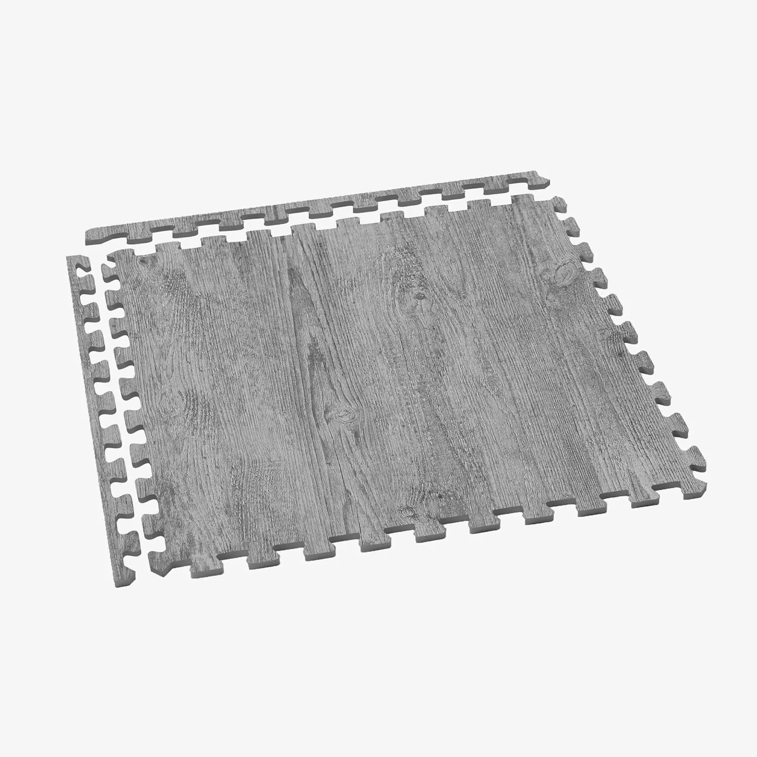 Forest Floor Farmhouse 5/8 Inch Thick Printed Foam Tiles, Premium Wood Grain Interlocking Foam Floor Mats, Anti-Fatigue Flooring – Stylish Flooring Solution, Weathered Fence Gray, 24 Sq Ft
