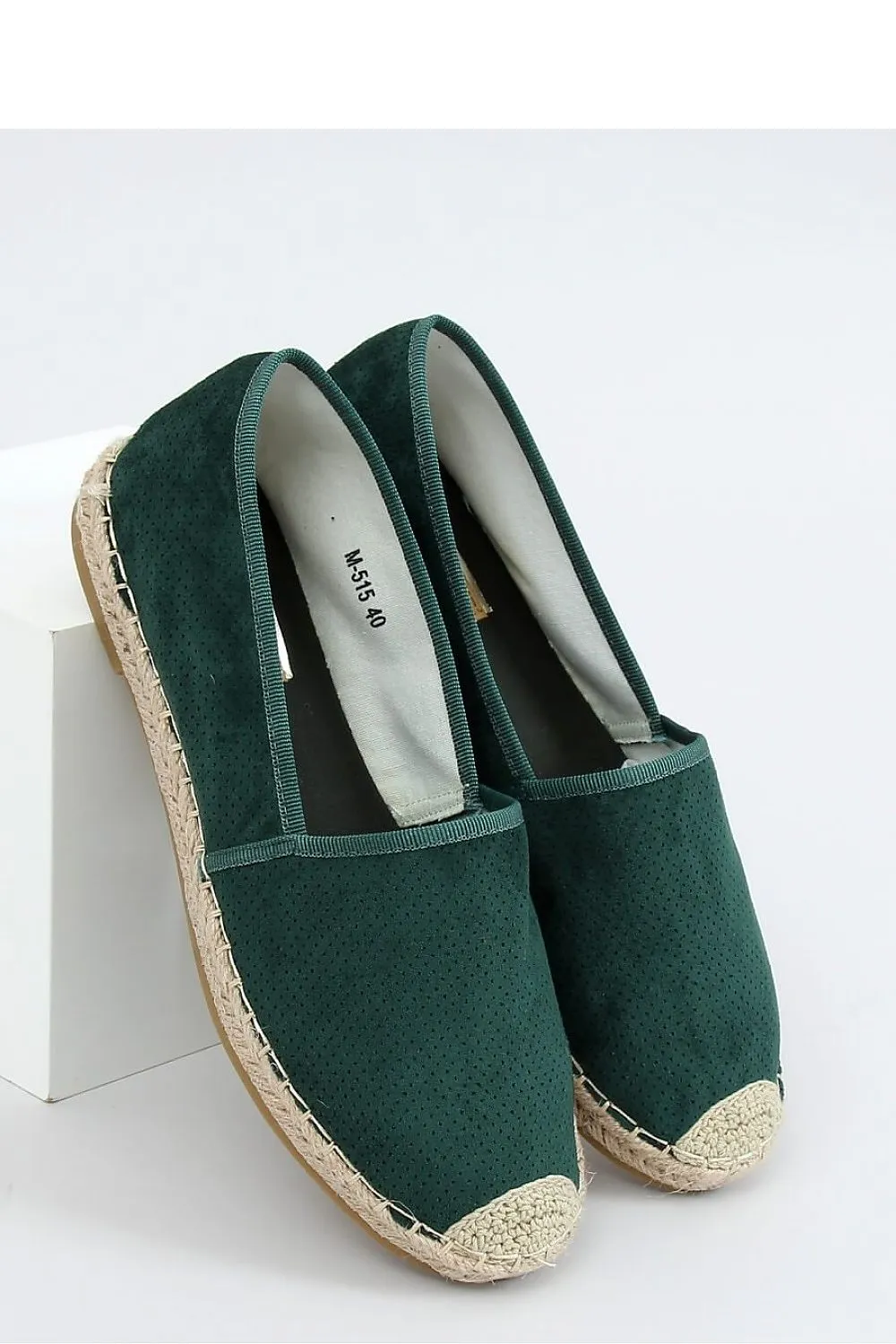 Forest Green Eco-Suede Women's Espadrille Flats with Jute Cap Toe