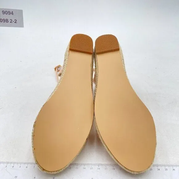 FOWT Light Pink Espadrille Ankle Straps Buckle Wedge Open Toe Platform Sandals