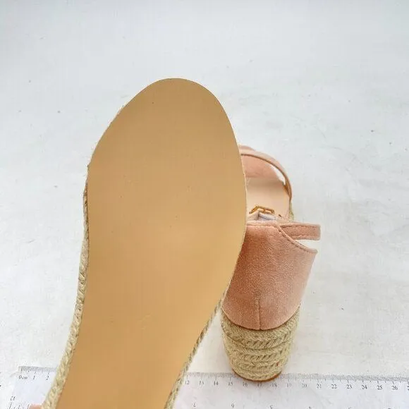 FOWT Light Pink Espadrille Ankle Straps Buckle Wedge Open Toe Platform Sandals
