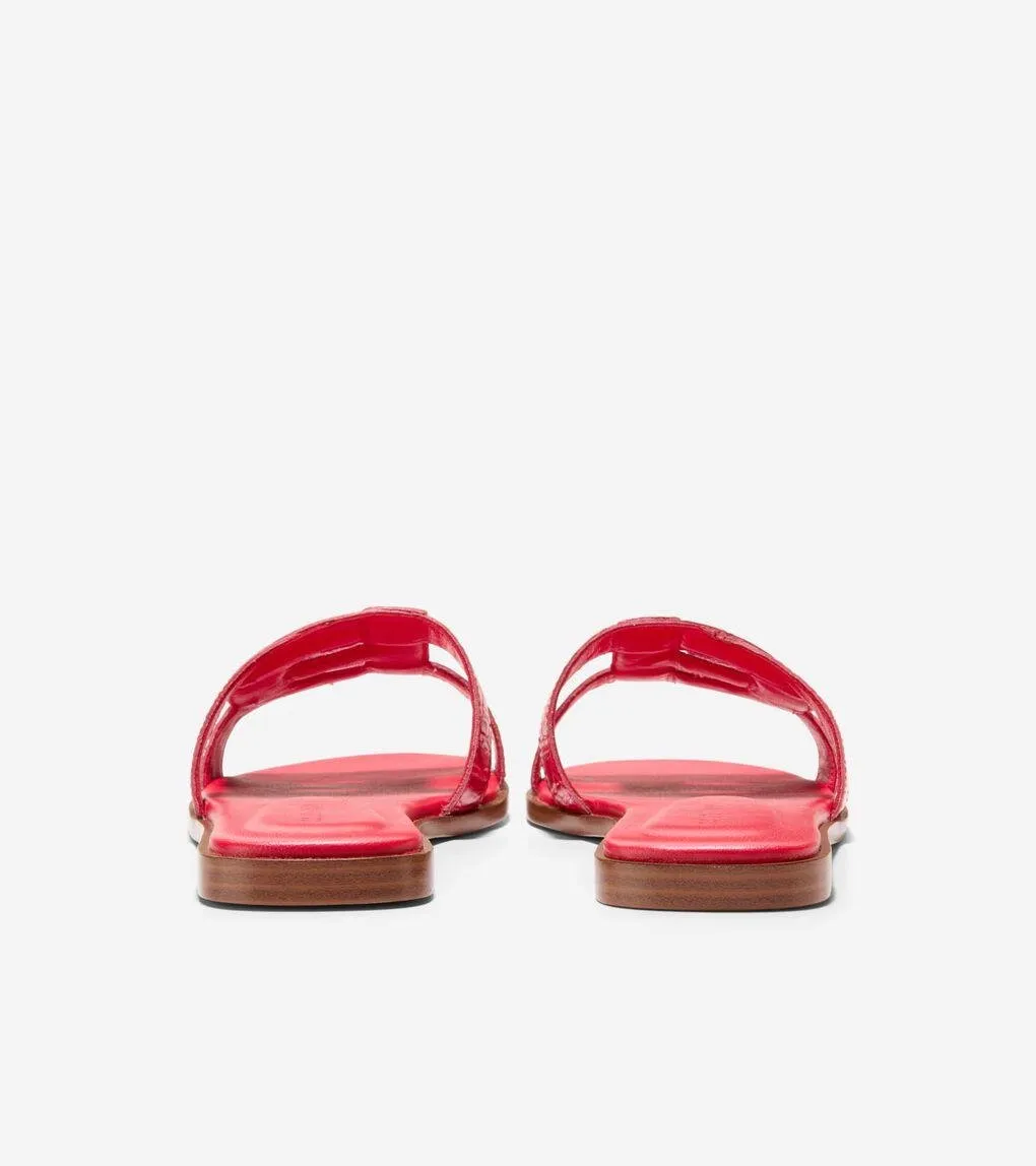 Free worldwide shipping Local shipping Leather Casual True Fashion Slip On Open Cole Chrisee Sandals Croco Toe Haan Red