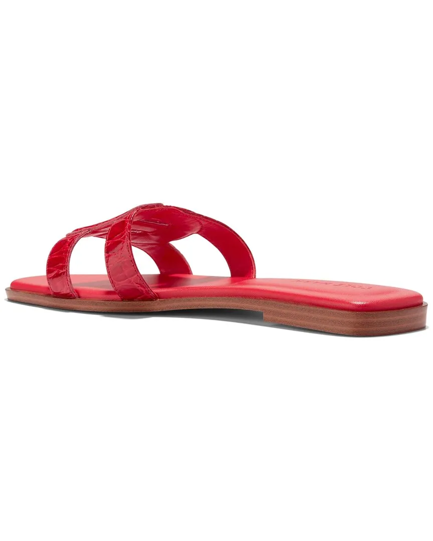 Free worldwide shipping Local shipping Leather Casual True Fashion Slip On Open Cole Chrisee Sandals Croco Toe Haan Red