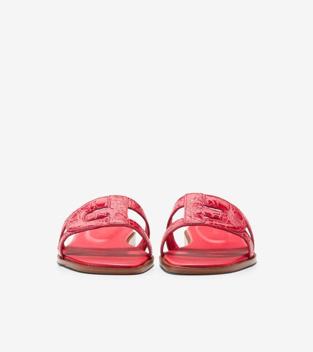 Free worldwide shipping Local shipping Leather Casual True Fashion Slip On Open Cole Chrisee Sandals Croco Toe Haan Red