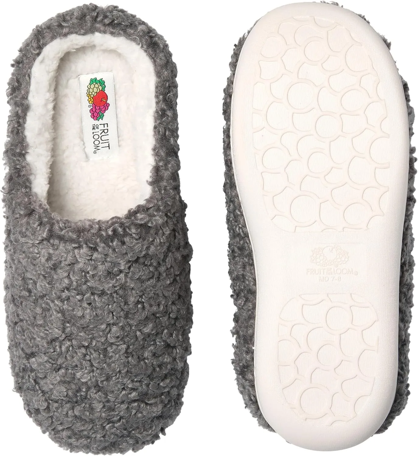 Fruit of the Loom House Slippers For Women, Memory Foam Insole, Indoor Outdoor, Comfy, Berber Loafer