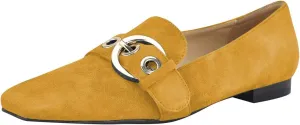 FSJ Women Squared Toe Loafers Comfort Slip On Flats Block Chunky Low Heel Buckle Decor Casual Dress Work Office Shoes Size 4-15 US