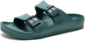 FUNKYMONKEY Men's Comfort Slides Double Buckle Adjustable EVA Flat Sandals