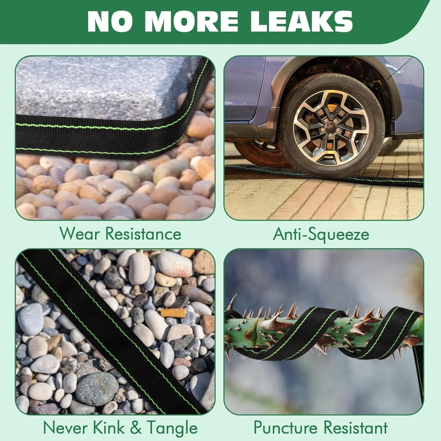 Garden Hose 25 ft Water Hose Flexible Heavy Duty Lightweight No Kink Long Outdoor Non-Expandable High Pressure Flat Hoses Pipe 25’ Strong 3/4’’ Brass Fitting for Outside Yard Lawn Car Wash