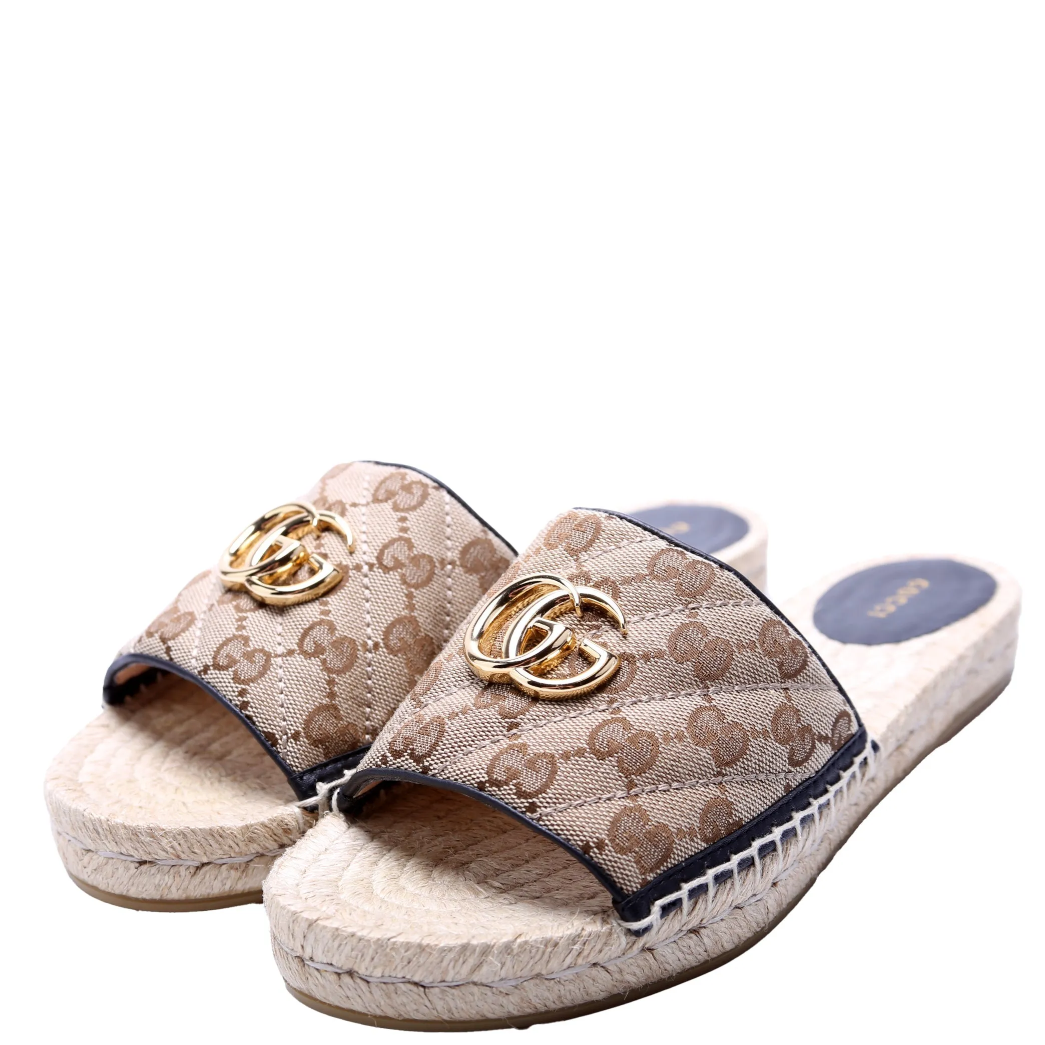GG Marmont Espadrille Slides Size 40.5 Brown