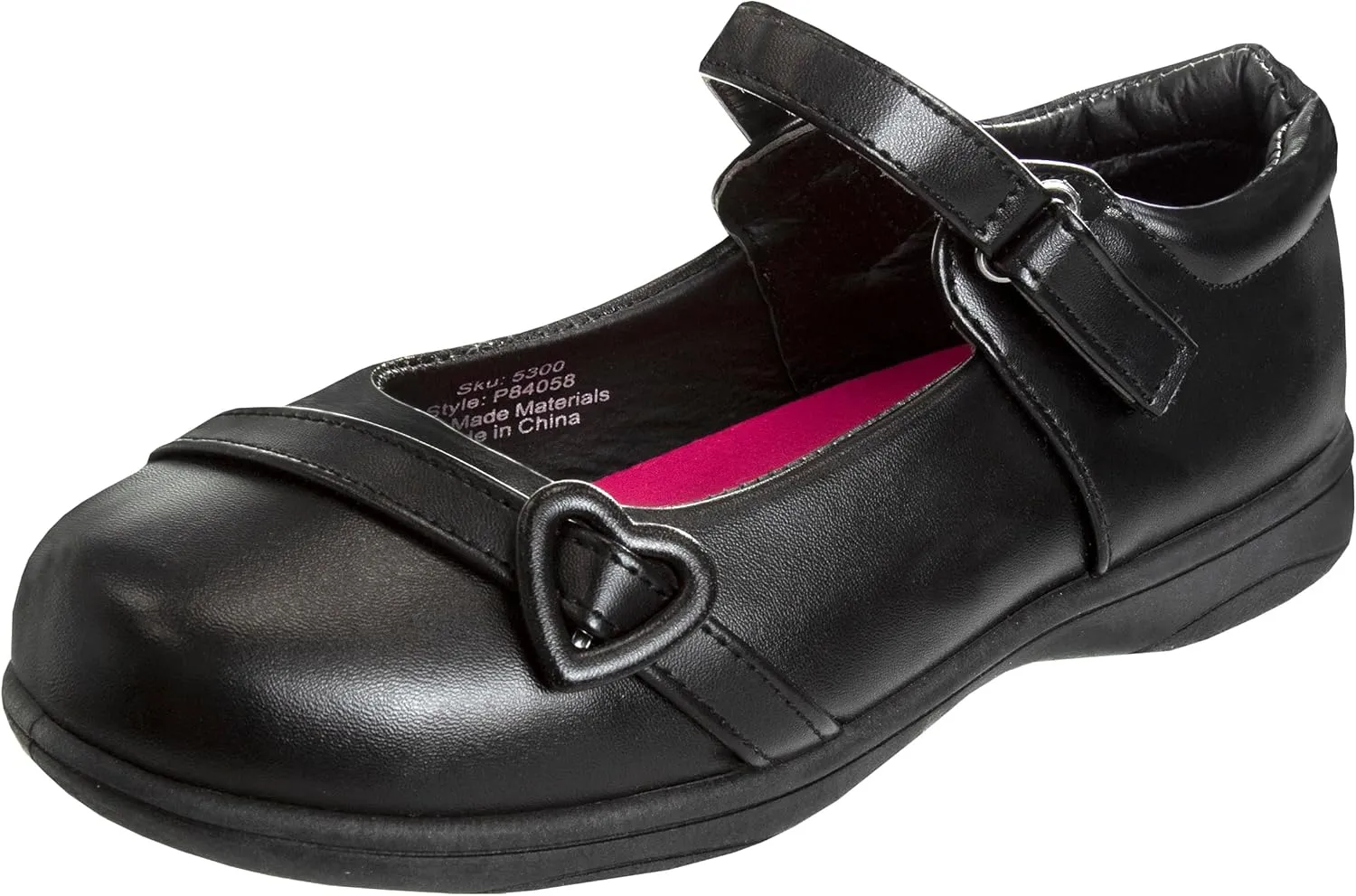 Girl's Heart Mary Jane School Uniform Shoes - Black Heart (Size 7 Big Kid)