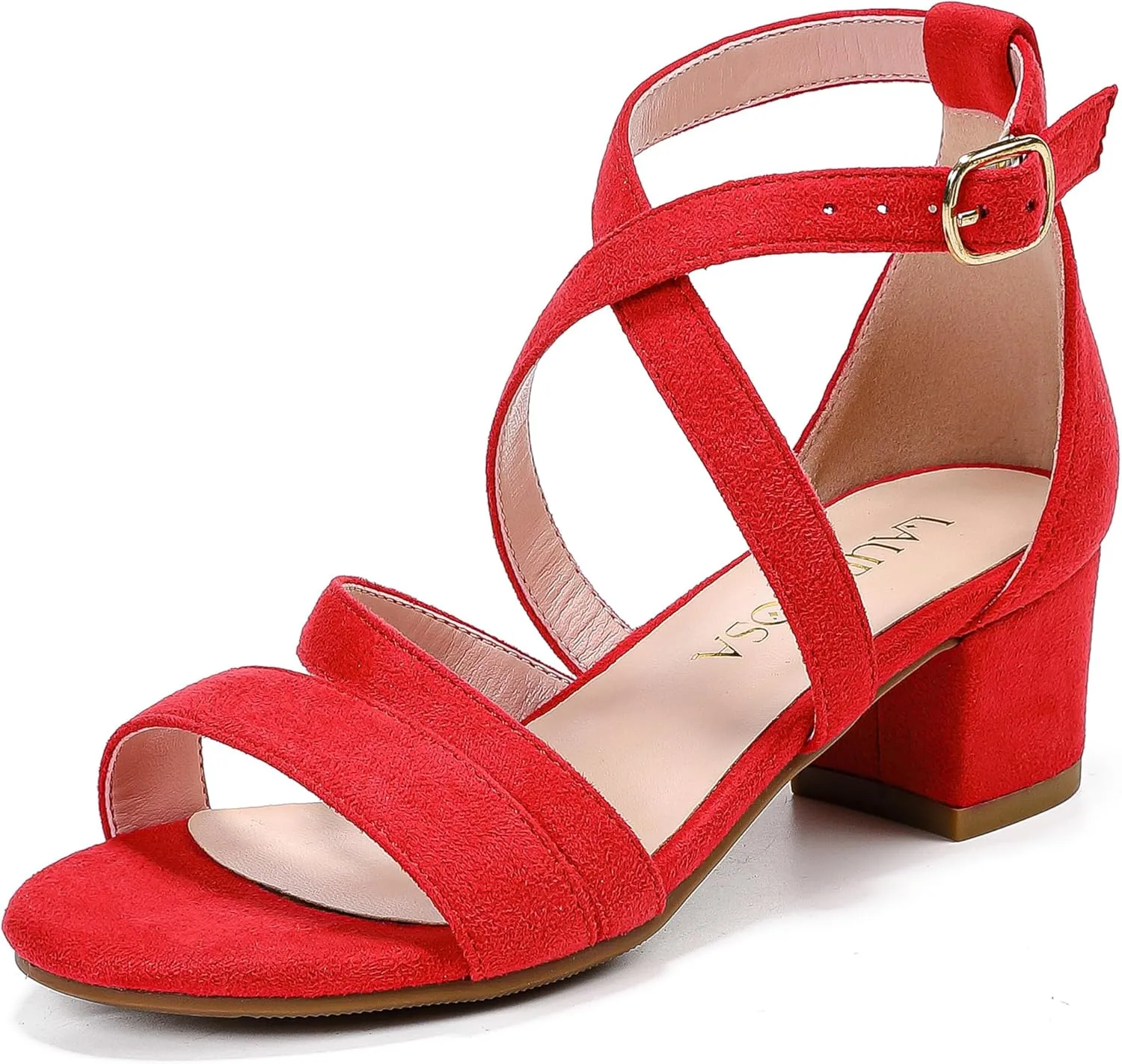 Girls Sandals Chunky High Heel Strappy Open Toe Ankle Strap Dress Shoes for Little Big Kids in Wedding Party