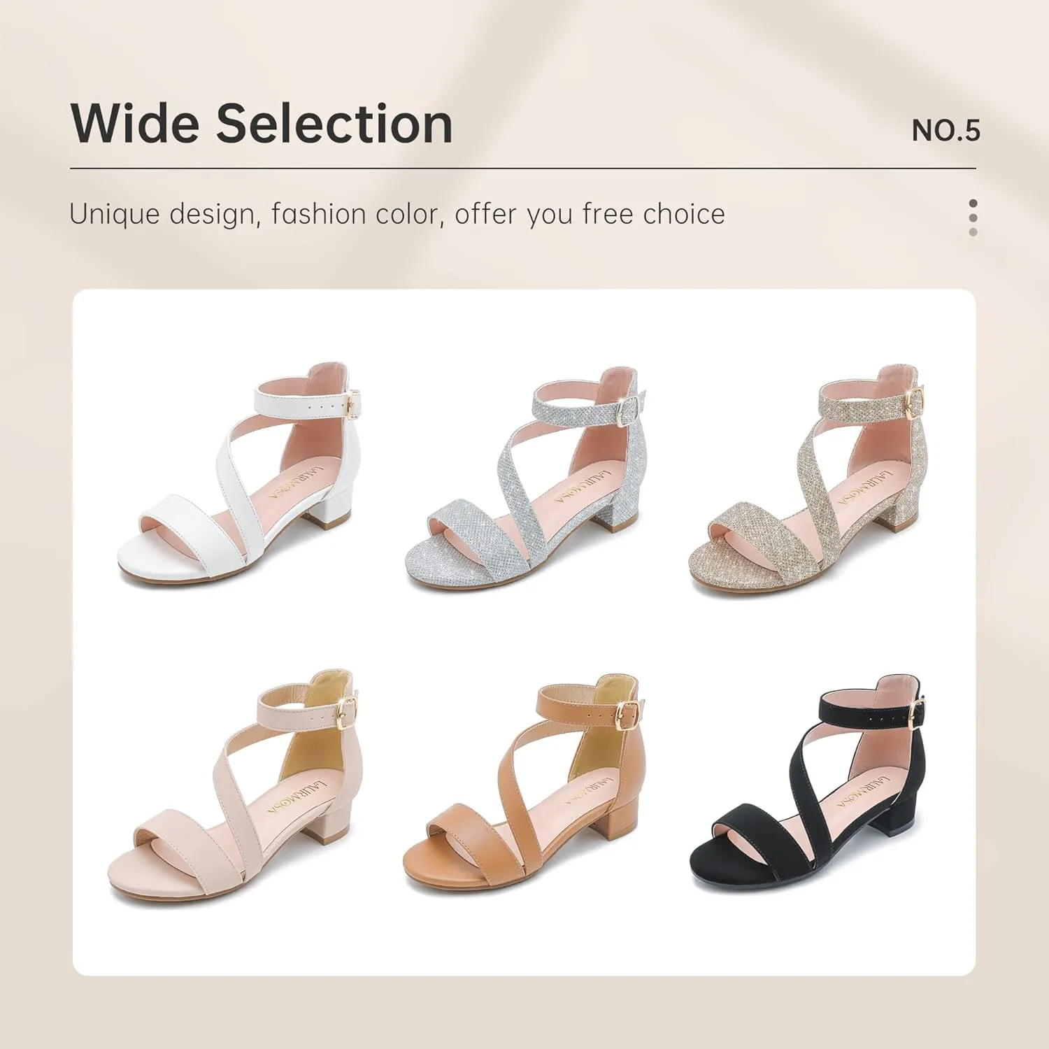 Girls Sandals Kids Heels Open Toe Ankle Strap Dress Shoes Flower Wedding Party for Toddler Little Big Kid