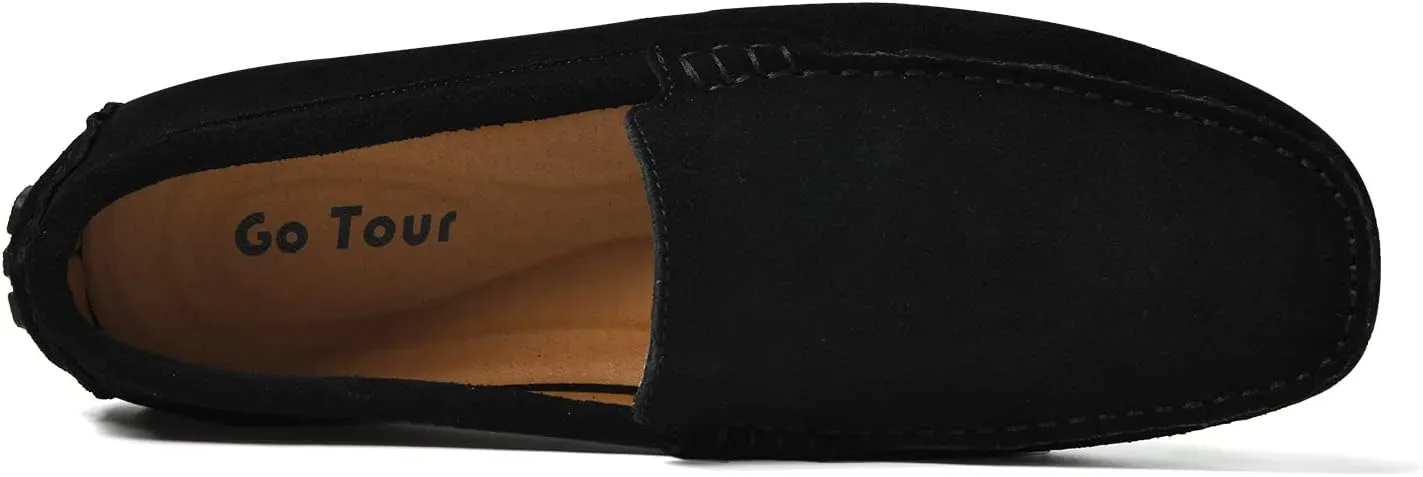 Go Tour Mens Handmade Suede Leather Casual Loafers Shoes