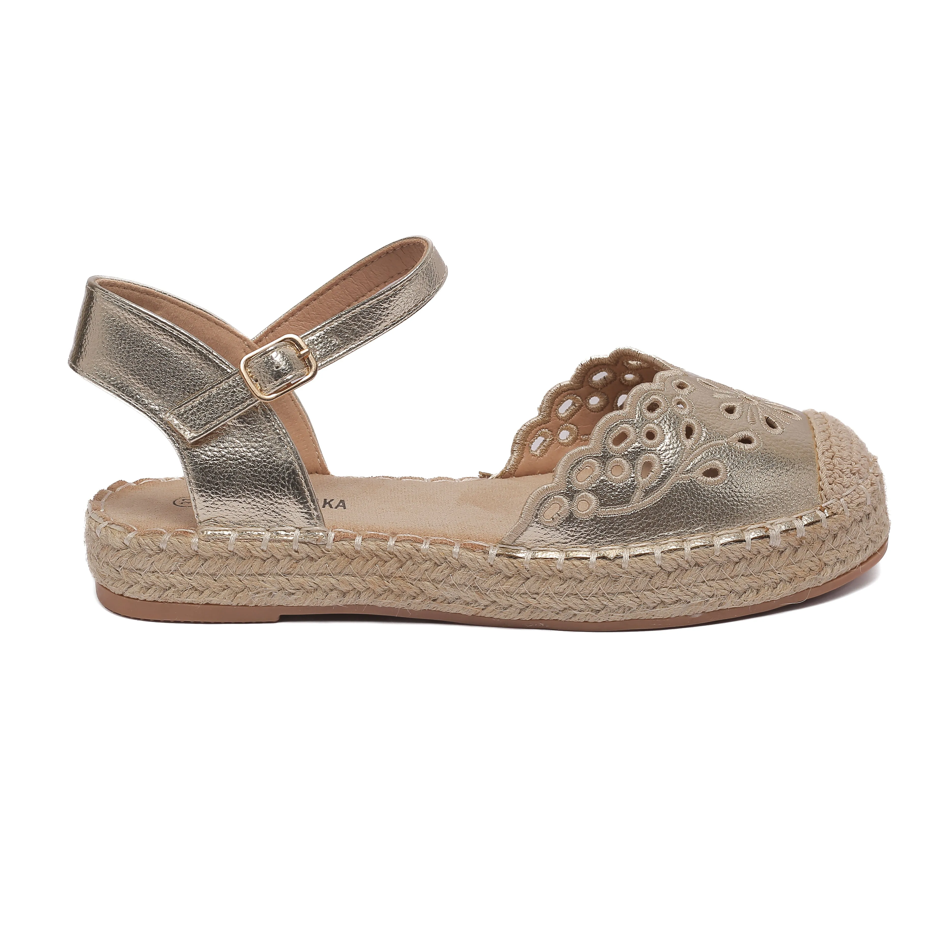 Gold Espadrille Sandals with Chic Cutout Design