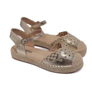 Gold Espadrille Sandals with Chic Cutout Design