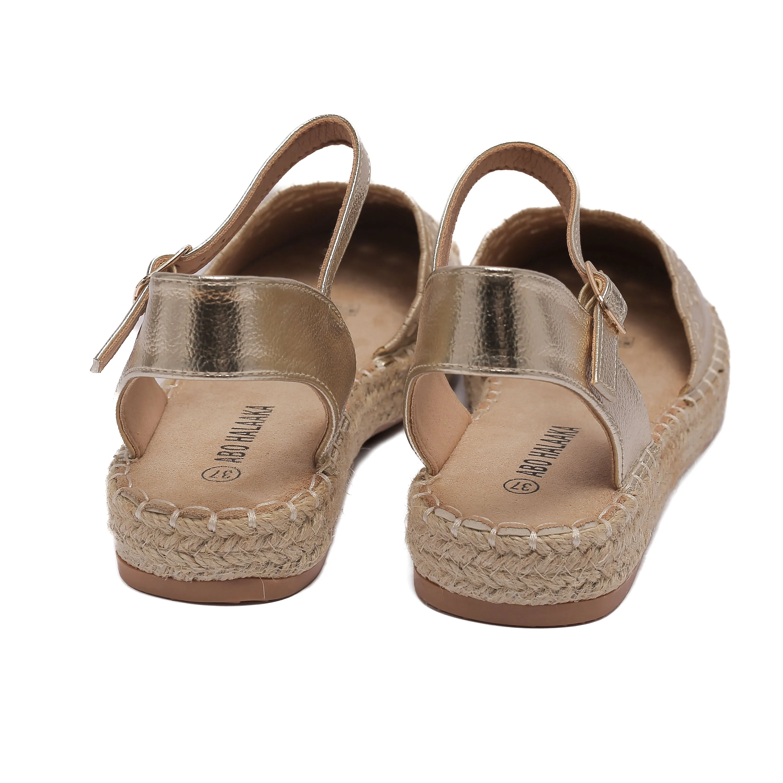 Gold Espadrille Sandals with Chic Cutout Design