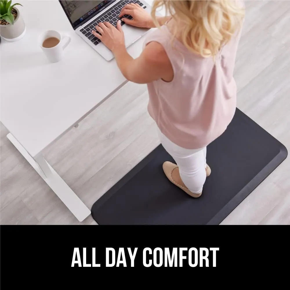 GORILLA GRIP Cushioned Anti Fatigue Mats for Kitchen Floor, Ergonomic Standing Office Desk Mat, Waterproof Scratch Resistant Pebbled Top, Supportive Comfort Padded Foam Rugs, 20x32, 3/4 in Thick Black