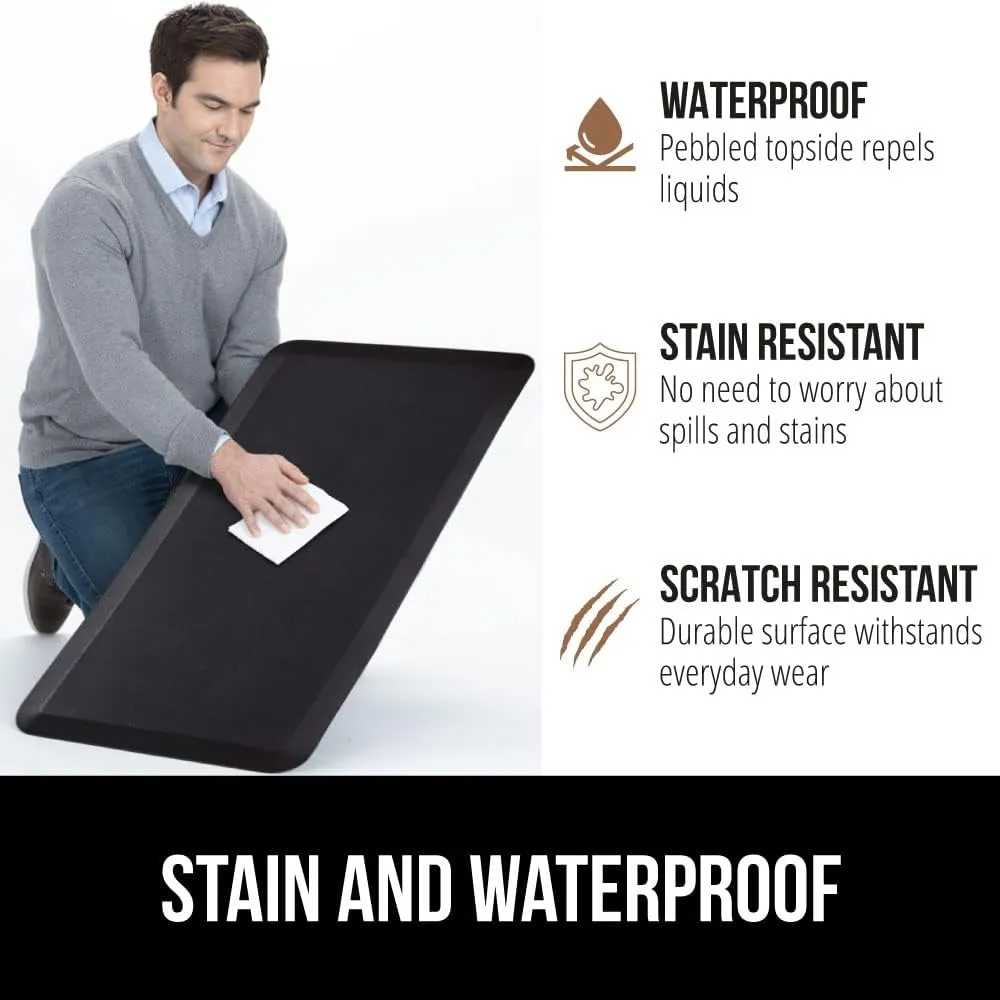 GORILLA GRIP Cushioned Anti Fatigue Mats for Kitchen Floor, Ergonomic Standing Office Desk Mat, Waterproof Scratch Resistant Pebbled Top, Supportive Comfort Padded Foam Rugs, 20x32, 3/4 in Thick Black