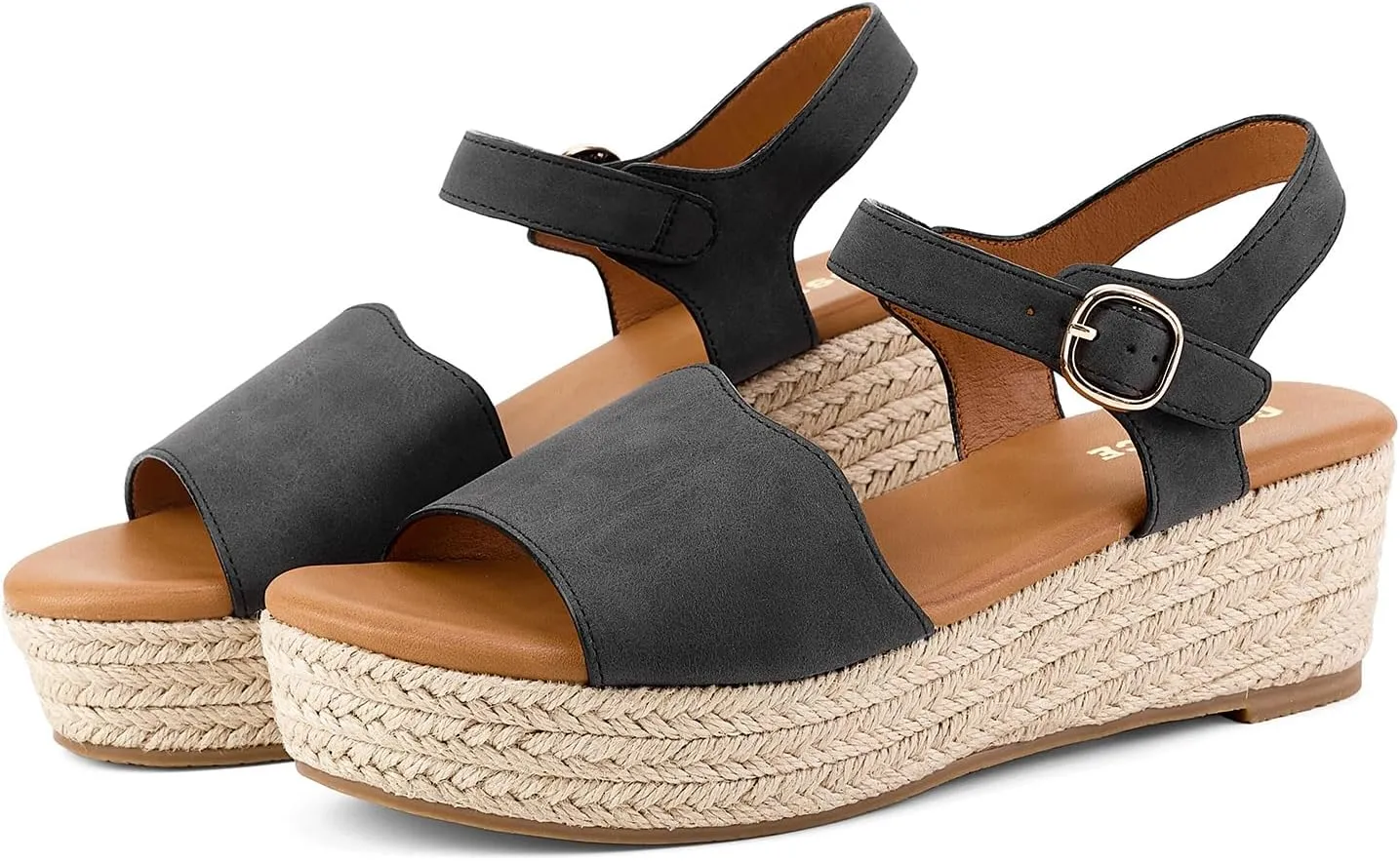GOSERCE Wedge Sandals for Women Espadrille Platform Sandals Comfortable Lace Up Peep Open Toe for Walking Beach Casual Dressy Summer Shoes