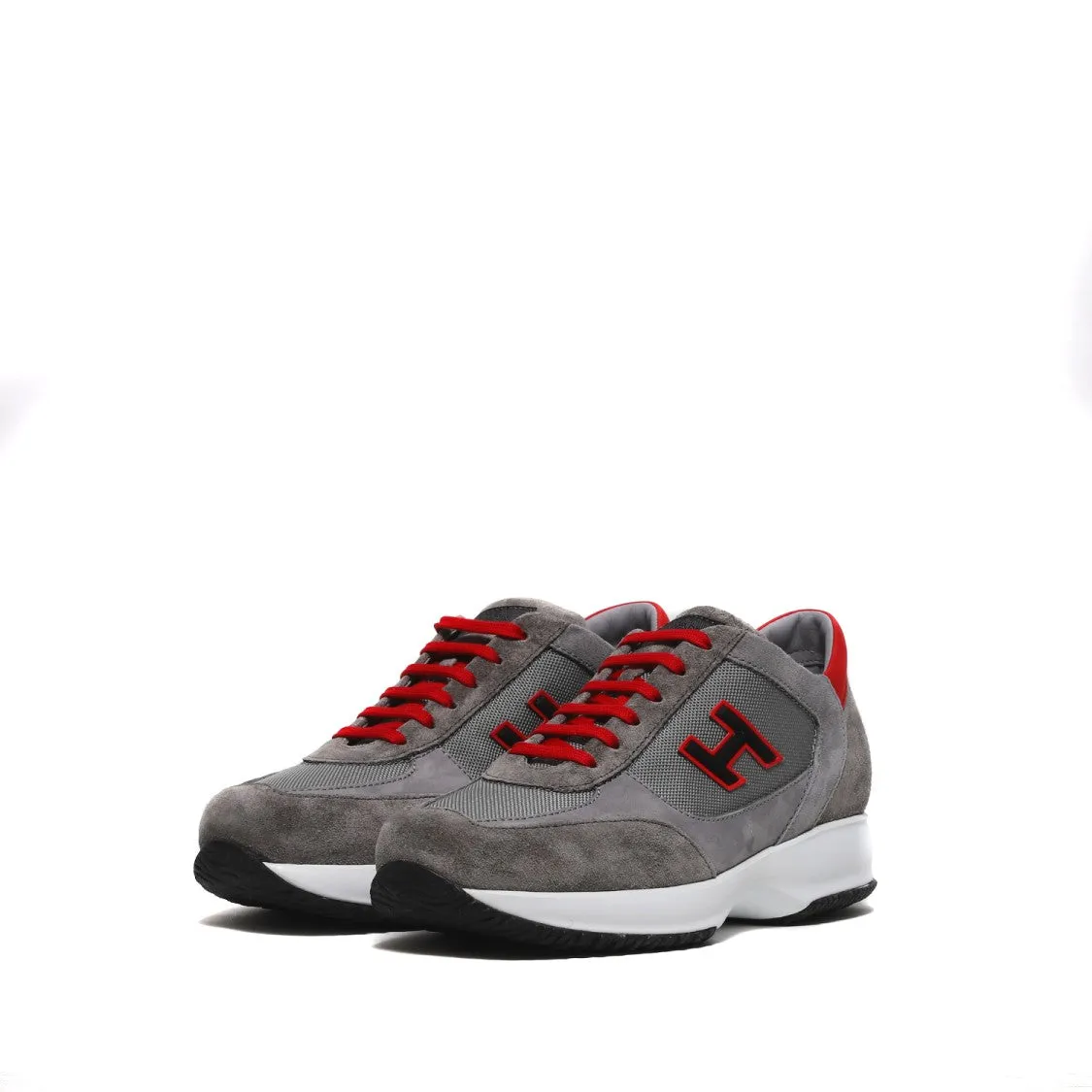 Gray Suede And Technical Fabric Interactive Sneakers