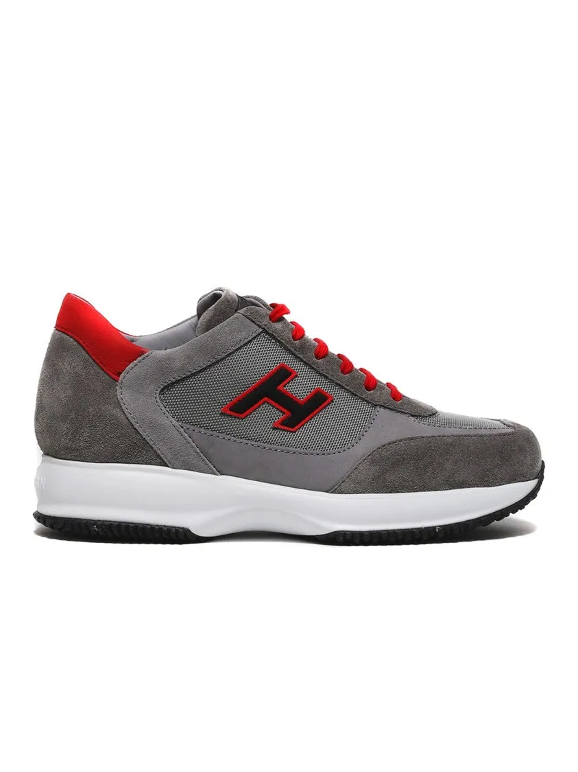 Gray Suede And Technical Fabric Interactive Sneakers