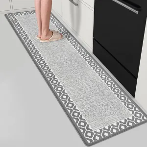 Grey Cushioned Kitchen Mat Anti Fatigue Kitchen Rugs, Heavy Duty Non-Skid, Ergonomic Comfort Foam Kitchen Floor Mat for Home, Office, Sink, Laundry - Gray 17.3"x59"