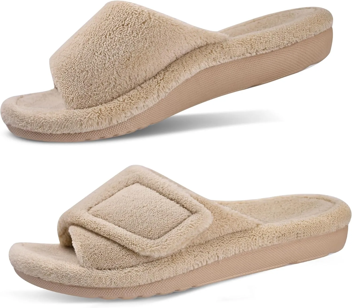 GRITHEIM Women's Orthotic Arch Support Slippers Fuzzy Adjustable Orthopedic Slippers for Plantar Fasciitis Furry Slide for Ladies