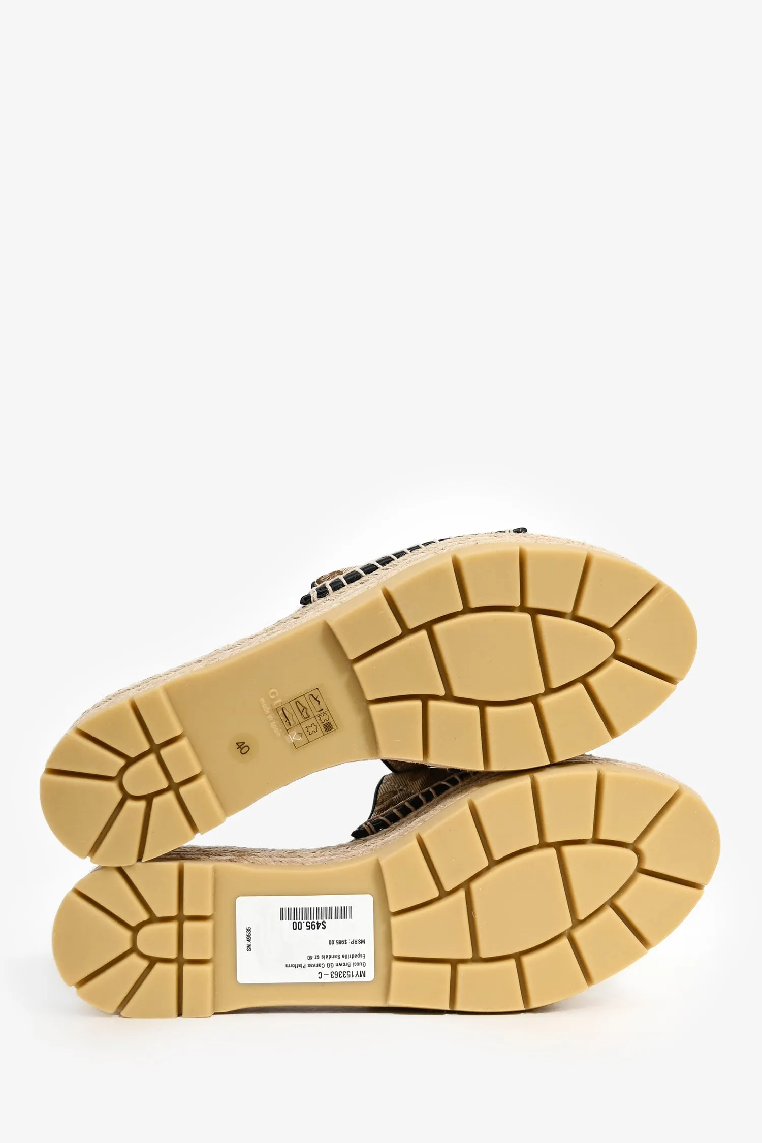 Gucci Brown GG Canvas Platform Espadrille Sandals Size 40