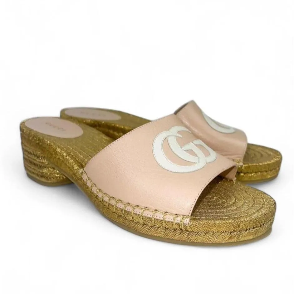 GUCCI GG Logo Open Toe Sandals EU38.5