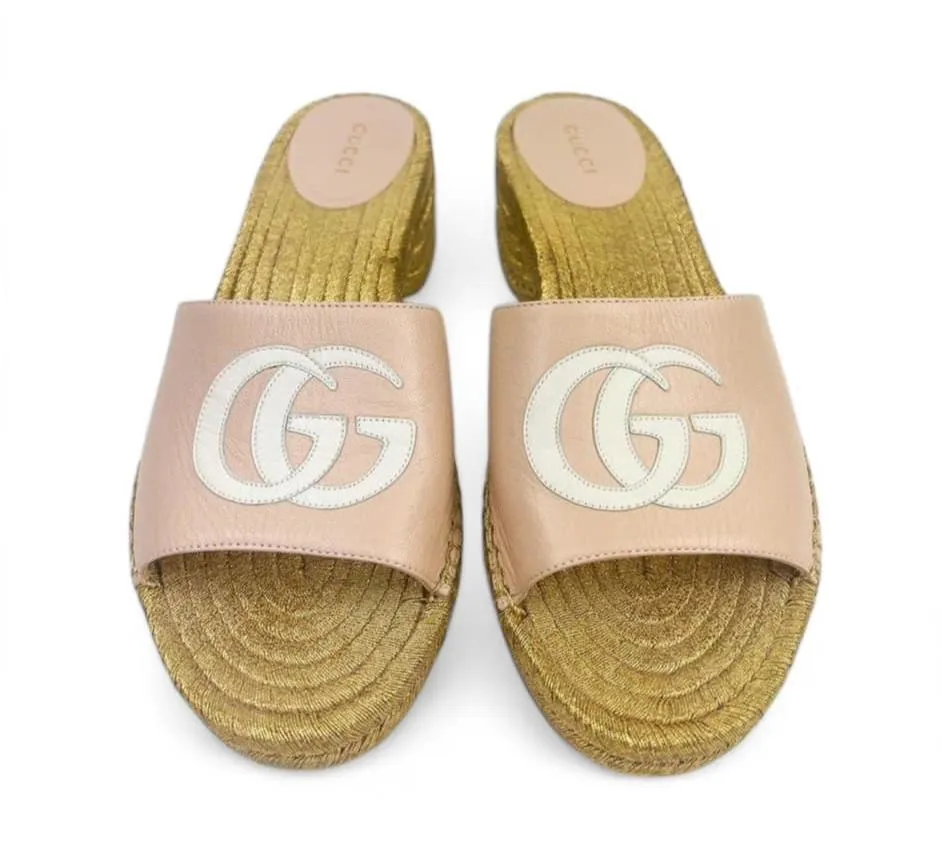 GUCCI GG Logo Open Toe Sandals EU38.5