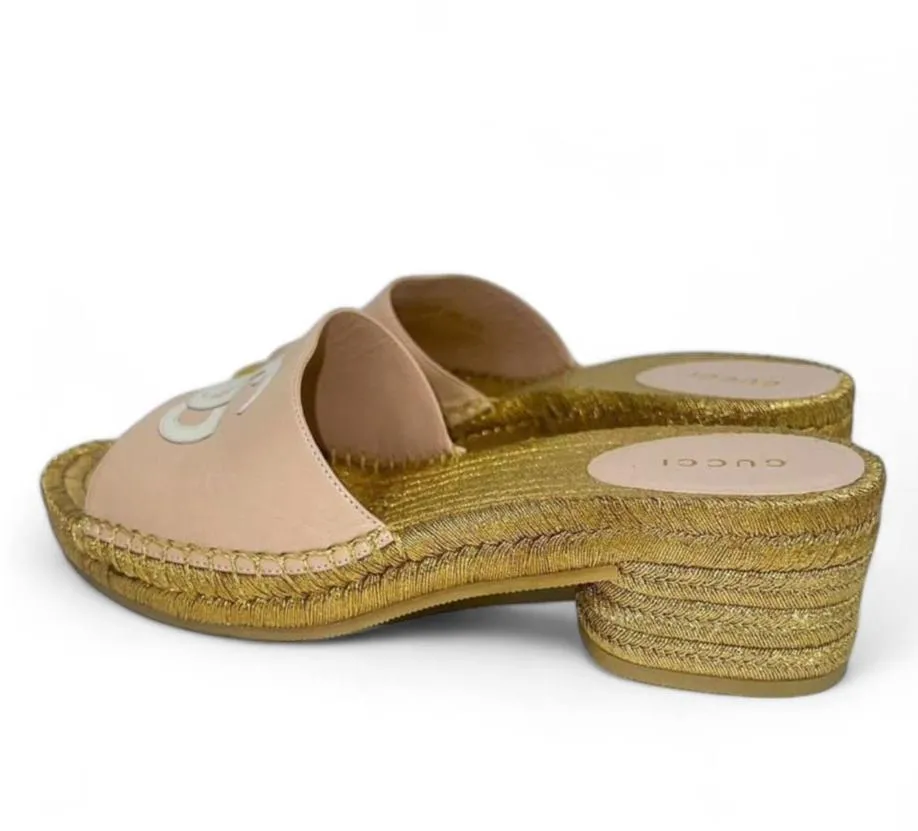 GUCCI GG Logo Open Toe Sandals EU38.5