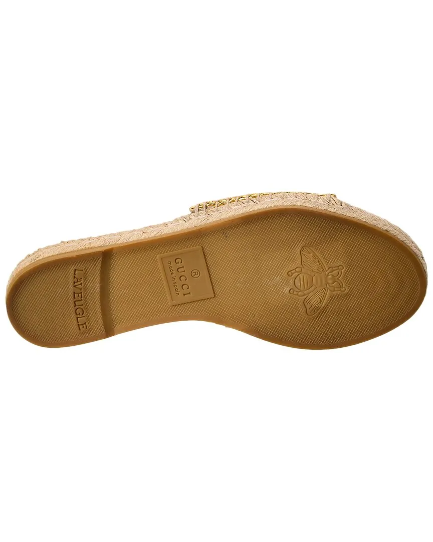 Gucci GG Metallic Leather Espadrille Sandal