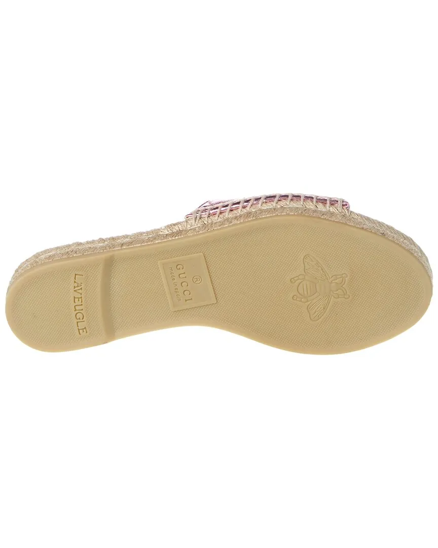 Gucci GG Metallic Leather Espadrille Sandal